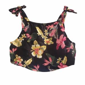 Forever 21 Black Floral Crop Top